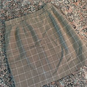 Petite Sophisticate Brown Checkered Pencil Skirt